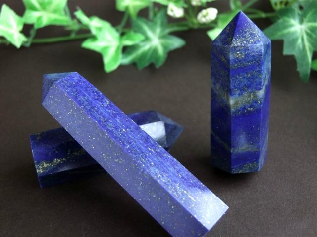 3A 濃い青 ラピスラズリ 六角柱 ポイント 1個売り 重さ 30g-45g 青金石 アフガニスタン産 パワーストーン 天然石