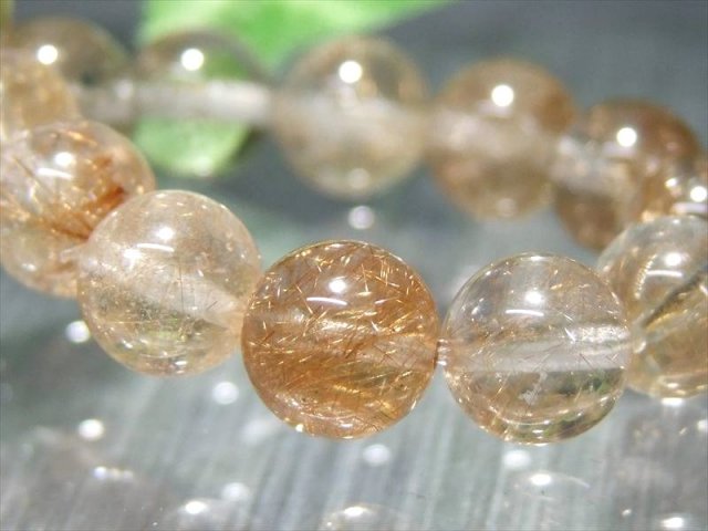 限定解禁 S級 マニハール産ゴールドルチルクォーツブレスレット 8mm-8.5mm×23珠 心身の調整・癒しの御守り 1点物 ギャランティーカード付属
