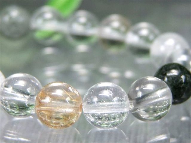 限定解禁 ゴールドルチル共生 MIXマニハール産水晶 ブレスレット 7mm-7.5mm×28珠 心身の調整・癒しの御守り 1点物 ギャランティーカード付属