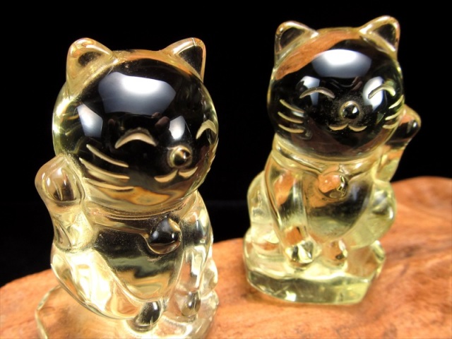 シトリン 招き猫 置物 高さ約4.5cm-5cm 1個売り 商売繁盛や良縁 金運や幸運 身近な福を招いてくれるミニにゃんこ 商売繁盛最強の組み合わせ お守りとしても