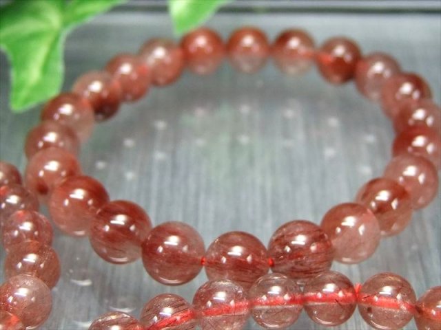 AA レッドルチルクォーツ ブレスレット 7mm-7.5mm×25珠前後 鮮やかな