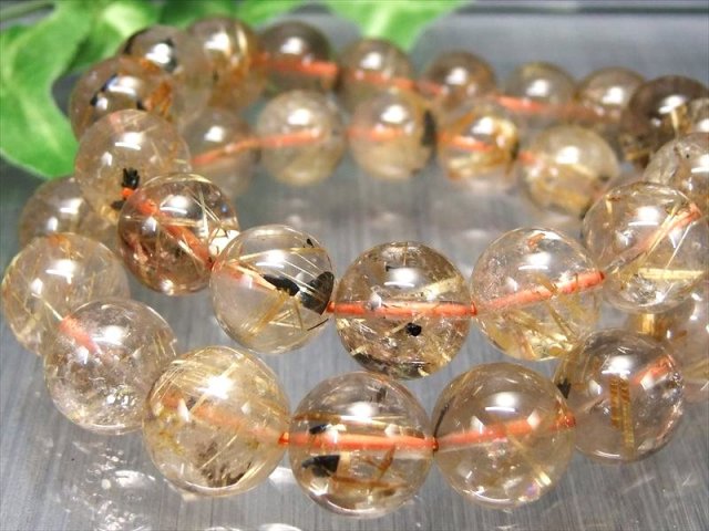 透明 3A 母岩ヘマタイト入り ゴールドルチルクォーツ ブレスレット 8mm