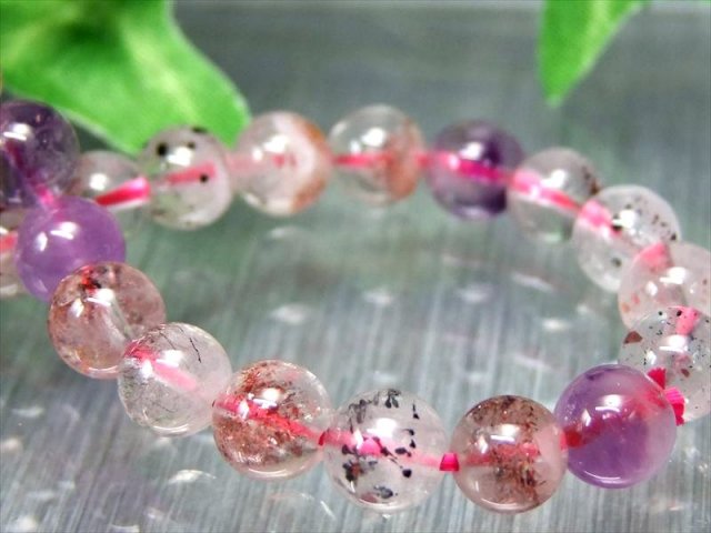 3A+ スーパーセブン ブレスレット 7mm-7.5mm×27珠 7つのパワーを持つ石 天然石 パワーストーン 極上天然石 粒状&針状鉱物 一点物 ブラジル産