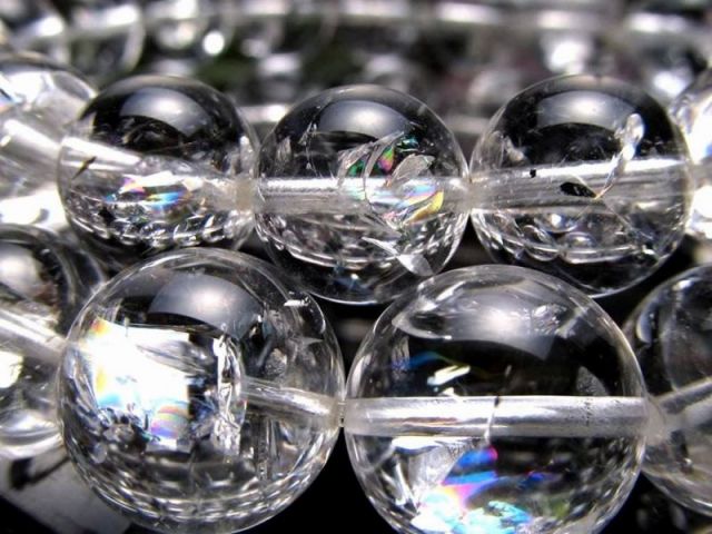 透明感抜群 アイリスクォーツ ブレスレット 10mm-10.5mm×20珠前後 高品質虹入り水晶 万能のパワーストーン キラキラレインボー 希望と幸運を呼ぶ虹色の輝き