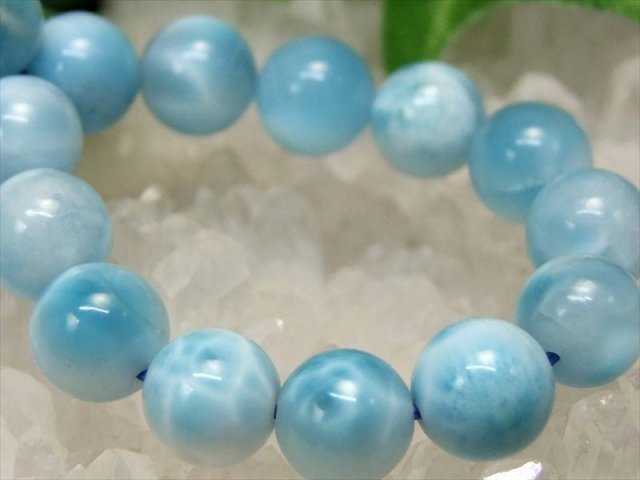優しい波模様 3A ラリマー ブレスレット 8.5mm-9mm×22珠 愛と平和の石 一点もの 愛と平和の象徴 三大ヒーリングストーン ドミニカ共和国産 パワーストーン