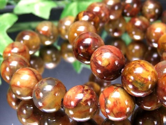 暖色MIXカラー ピーターサイトシリカ ブレスレット 12mm-12.5mm×17珠