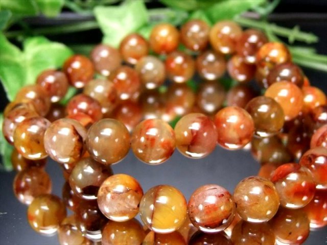 暖色MIXカラー ピーターサイトシリカ ブレスレット 12mm-12.5mm×17珠