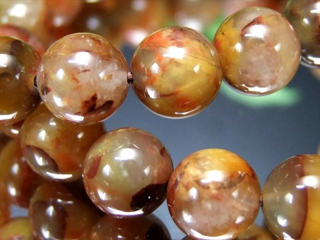 暖色MIXカラー ピーターサイトシリカ ブレスレット 12mm-12.5mm×17珠