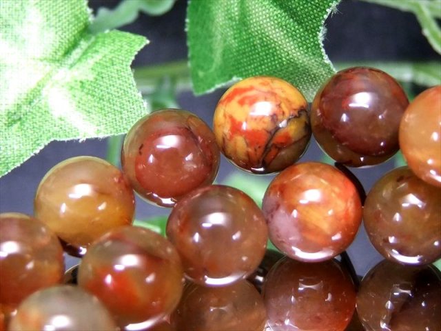 暖色MIXカラー ピーターサイトシリカ ブレスレット 12mm-12.5mm×17珠