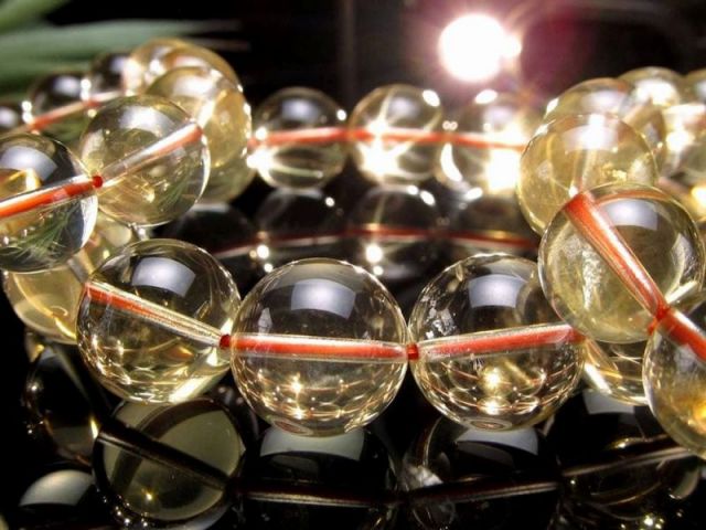 煌めくスター効果 スターシトリン ブレスレット 9mm-9.5mm×21珠前後