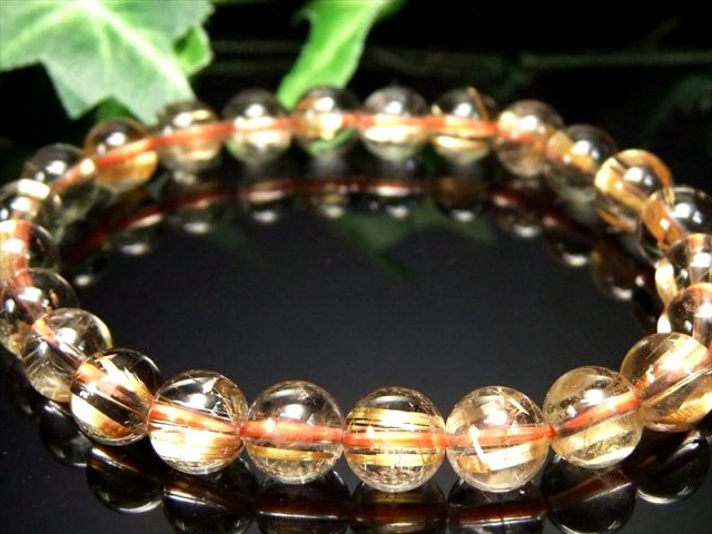 超透明 タイチン S級 ゴールドタイチンルチル ブレスレット 8mm-8.5mm