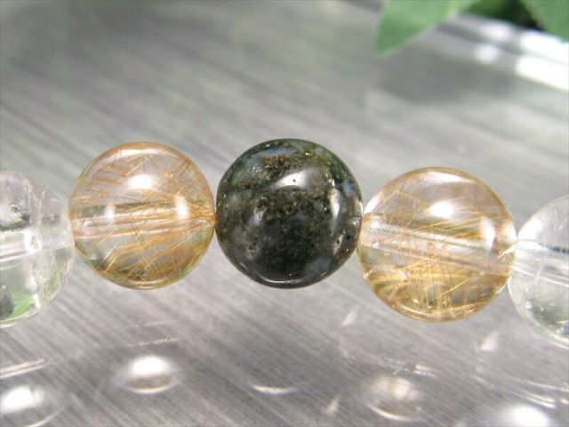 限定解禁 ゴールドルチル共生 MIXマニハール産水晶 ブレスレット 8.5mm