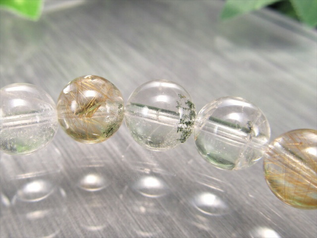 限定解禁 ゴールドルチル共生 MIXマニハール産水晶 ブレスレット 8.5mm