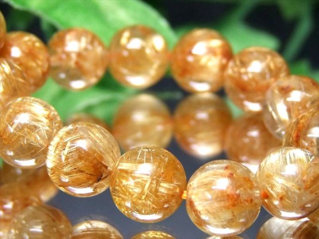 束状タイチン針多め 4A+ タイチン ゴールドルチル ブレスレット 8.5mm-9mm×22珠 ギラギラゴールド 金運の代表石 一点もの ブラジル産 パワーストーン 天然石