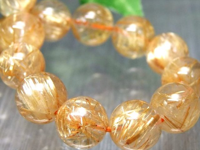 束針多め 4A+ ゴールドタイチンルチルクォーツ ブレスレット 10mm-10.5mm×19珠 ルチル際立つ透明感 金運の代表石 一点もの ブラジル産 bl-p-g