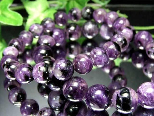 ブラックチャロアイト チャロ石 ブレスレット 約6.5mm-7mm×28珠前後