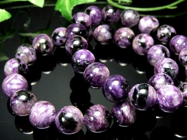 ブラックチャロアイト チャロ石 ブレスレット 約6.5mm-7mm×28珠前後