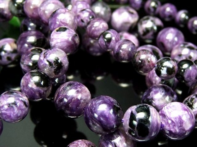 ブラックチャロアイト チャロ石 ブレスレット 約11mm-11.5mm×18珠前後