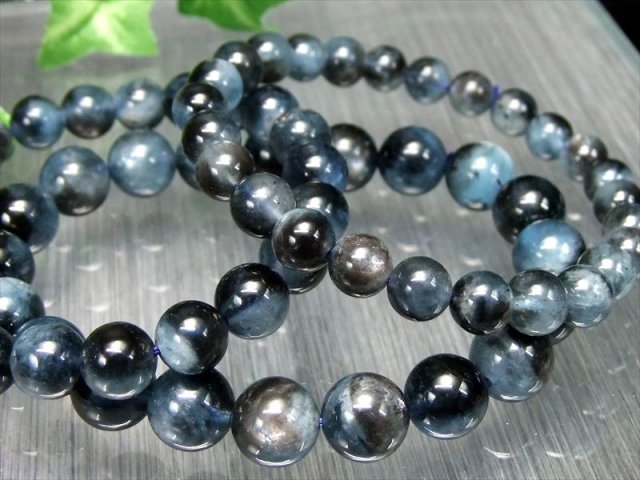 ブラックシラーアクアマリン モスアクアマリン ブレスレット 約7mm-7.5
