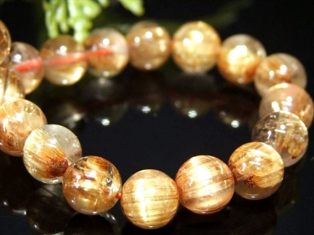 キャッツアイ効果あり 5A キャッツアイ ゴールドルチルクォーツ ブレスレット 6.5mm-7mm×28珠 ギラギラゴールド 一点もの ブラジル産 bl- パワーストーン