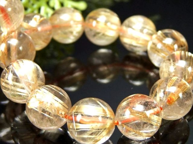 板針タイチン 4A タイチン ゴールドタイチンルチルクォーツ ブレスレット 10mm-10.5mm×20珠 金運の代表石 明るめ煌めきキラキラ針 一点もの ブラジル産