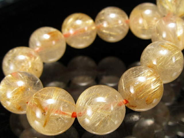 繊細針 3A+ ゴールドルチル クォーツ ブレスレット 8.5mm-9.5mm×22珠 ルチル際立つ透明感 金運の代表石 一点もの ブラジル産 パワーストーン 天然石