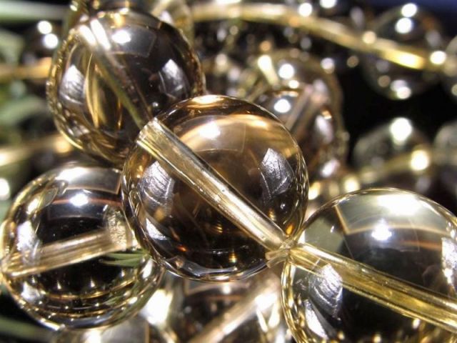 大珠 ゼウスクォーツ スモーキーファントムシトリン ブレスレット 14mm-14.5mm×15珠前後 透明感際立つシャンパンゴールド 金運・商売繁盛のお守り