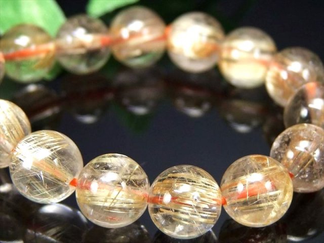 板状タイチン針多め 4A タイチン ゴールドルチル ブレスレット 8mm-8.5mm×23珠 ギラギラゴールド 金運の代表石 一点もの ブラジル産 パワーストーン 天然石