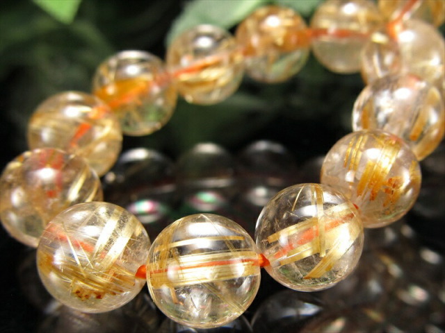 束針 4A ゴールドタイチンルチルクォーツ ブレスレット 8mm×23珠