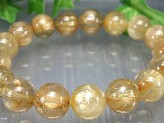 迫力の束針 5A タイチン多め ゴールドルチル クォーツ ブレスレット