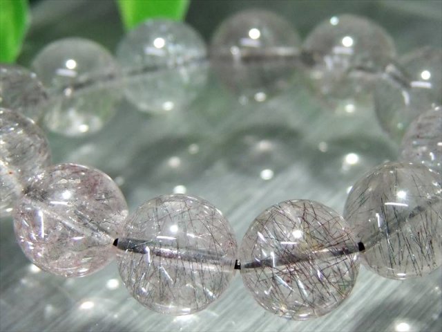 抜粋鑑別済み 超希少石 4A ヘマタイトニードルインクォーツ ブレスレット 10mm-10.5mm×19珠 強力な魔除け・邪気払いの石