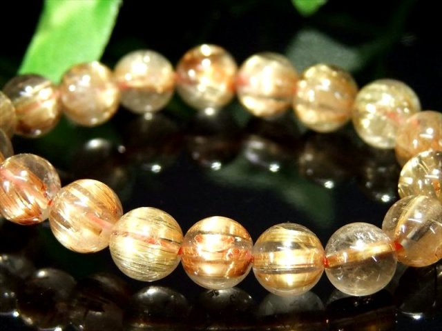 キャッツアイ効果あり 5A キャッツアイ ゴールドルチルクォーツ ブレスレット 6mm-6.5mm×28珠 ギラギラゴールド 一点もの ブラジル産 bl-s パワーストーン