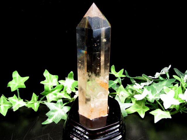 ライモナイト・ラダー入り スモーキークォーツ 水晶 ポイント 六角柱