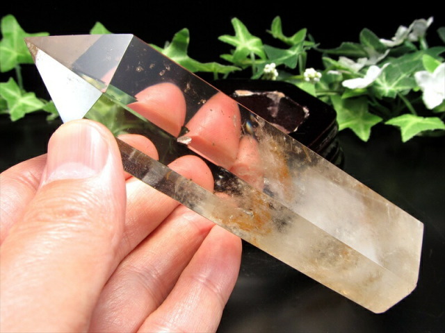 ライモナイト・ラダー入り スモーキークォーツ 水晶 ポイント 六角柱