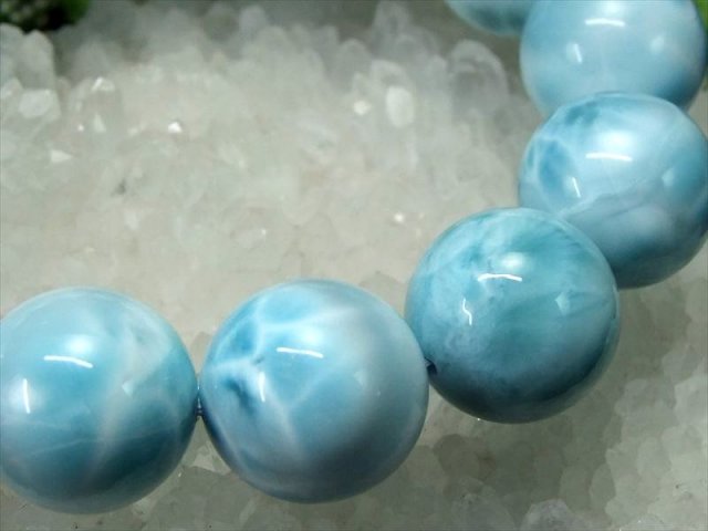 巨大 水面模様くっきり 4A ラリマー ブレスレット 18mm-18.5mm×13珠 愛