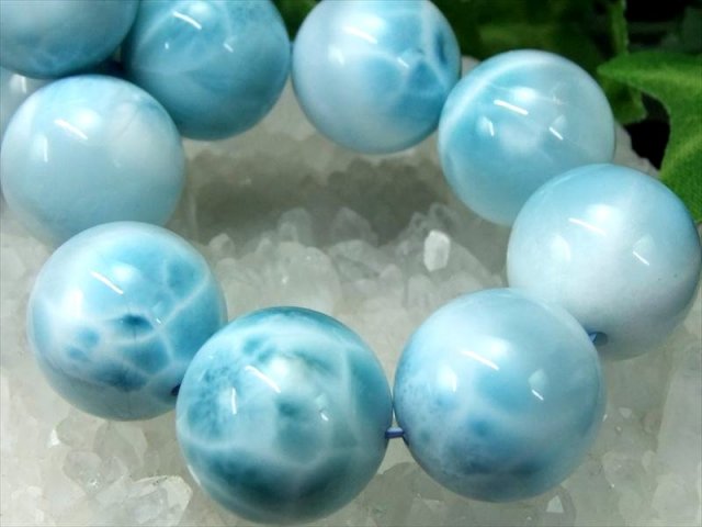 巨大 水面模様くっきり 4A ラリマー ブレスレット 18mm-18.5mm×13珠 愛