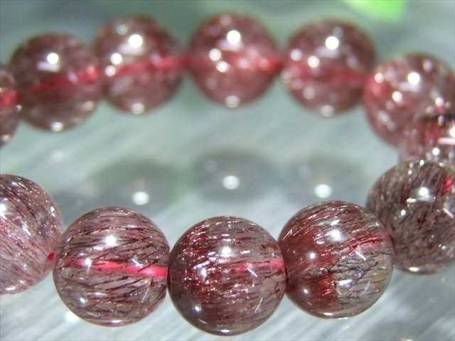 店頭展示中 豪華プレミアグレード S級 レッドスーパーセブン ブレスレット 7.5mm-8mm×25珠 極美インクルージョン×洗練の高級感