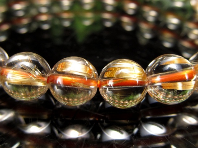 タイチン 4A タイチンルチルクォーツ ブレスレット 7.5mm-8mm×25珠