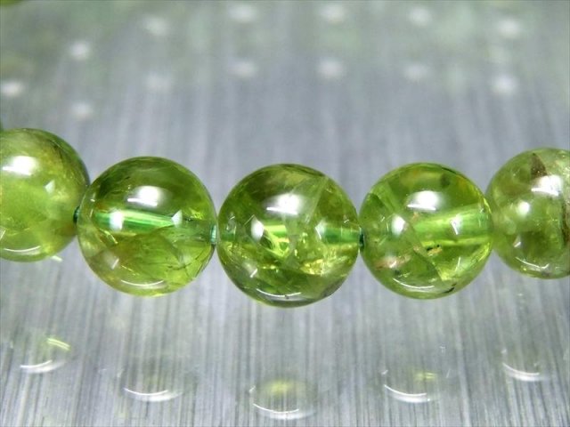 極上品質 5A ペリドット ブレスレット 8.5mm-9mm×23珠 美しく輝くオリーブグリーン 8月誕生石 幸せ・夫婦の愛・平和の象徴 一点もの ミャンマー産 bl-p-g