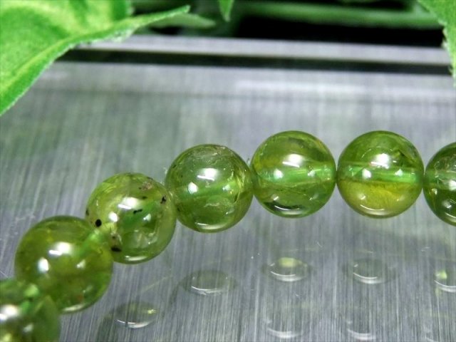 極上品質 5A ペリドット ブレスレット 8.5mm-9mm×23珠 美しく輝く