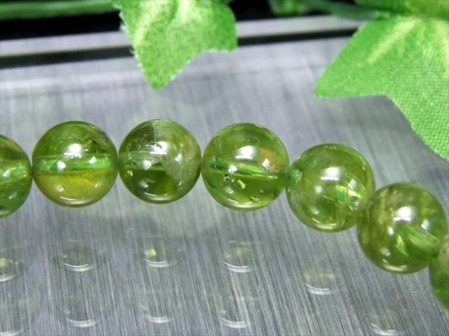 極上品質 5A ペリドット ブレスレット 8.5mm-9mm×23珠 美しく輝く