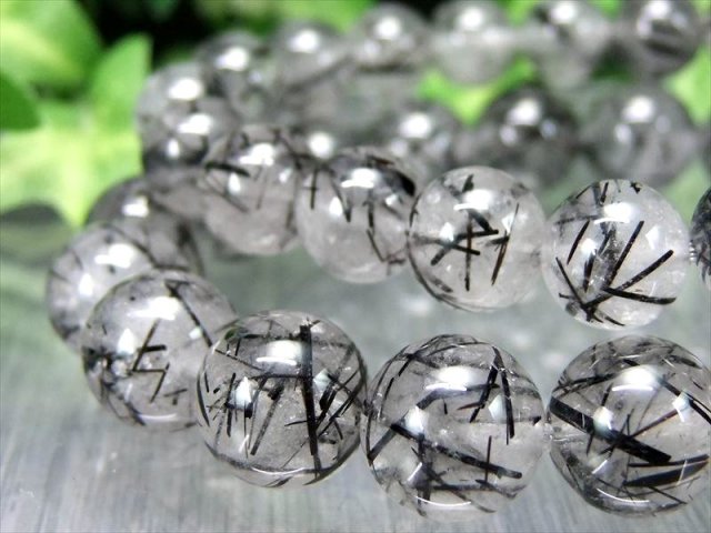 太針×細針MIX AA ブラックルチルクォーツ ブレスレット 8.5mm-9mm×22珠