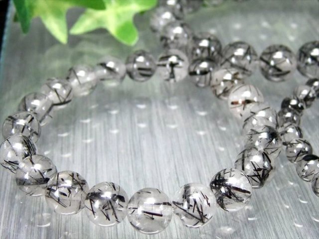 太針×細針MIX AA ブラックルチルクォーツ ブレスレット 6.5mm-7mm×27珠