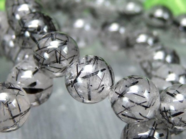 太針×細針MIX AA ブラックルチルクォーツ ブレスレット 6.5mm-7mm×27珠