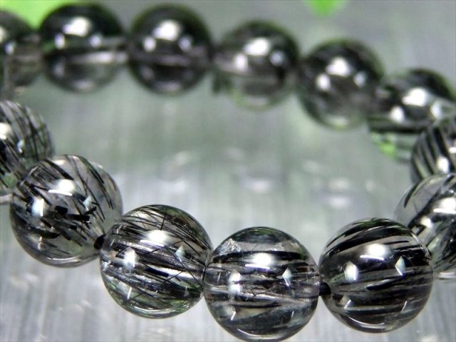 針の向きが揃った希少タイプ 5A ブラックルチル クォーツ ブレスレット 8.5mm-9mm×23珠 最強勝ち運ルチル ビジネス運の向上に 一点物 ブラジル産