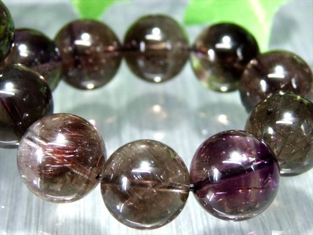 激レア・煙タイプ S級 スモーキー スーパーセブン ブレスレット 12mm-12.5mm×17珠 天然石 最強ブレス ブラジル産 パワーストーン 天然石