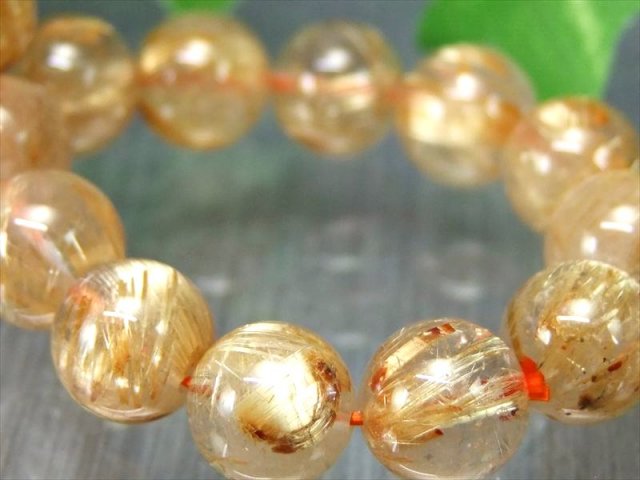 店頭展示中 タイチン針有り 4A+ ゴールドルチル ブレスレット 10mm-10.5mm×20珠 ギラギラゴールド 金運の代表石 一点もの ブラジル産 パワーストーン 天然石