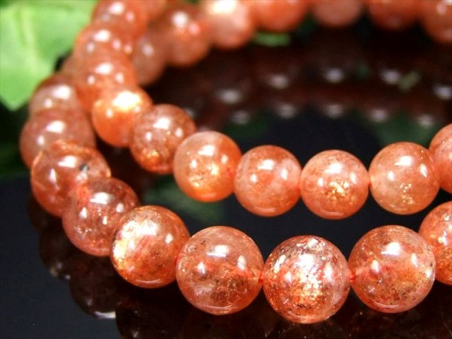 キラキラ透明 AA サンストーン ブレスレット 8.5mm-9mm×22珠前後 太陽