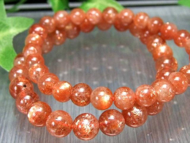 キラキラ透明 AA サンストーン ブレスレット 8.5mm-9mm×22珠前後 太陽