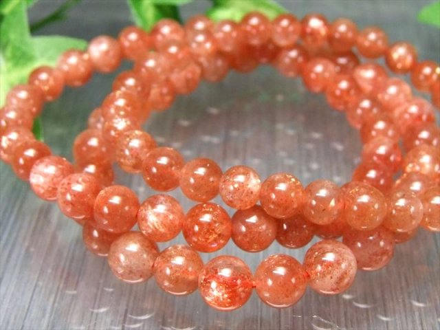キラキラ透明 AA サンストーン ブレスレット 7mm-7.5mm×26珠前後 太陽